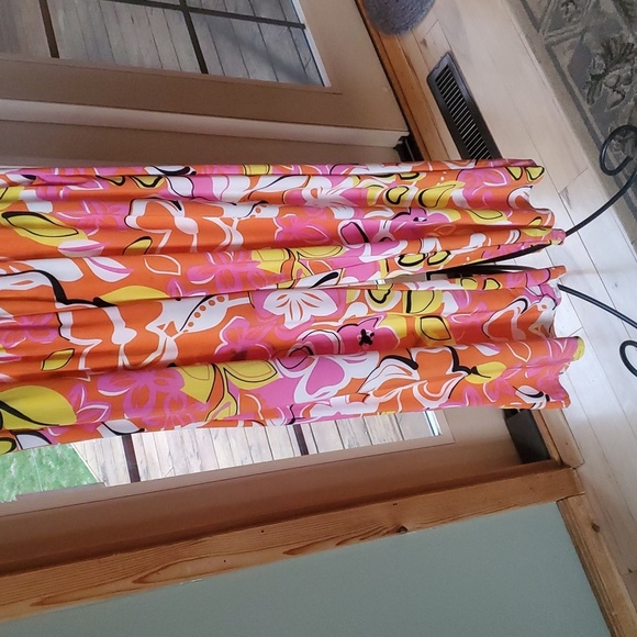 Magic Pantz Vibrant Floral Orange and Pink Stretch Palooza Sz. OS Pants - Picture 7 of 13